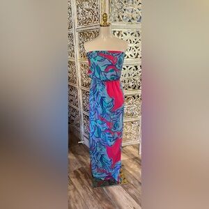 Lilly Pulitzer strapless maxi dress, size XS,